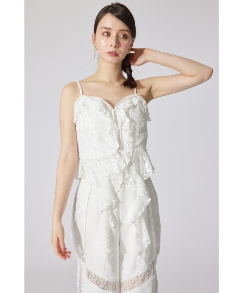 rienda キャミソール シンメトリーレースキャミトップス 夏服