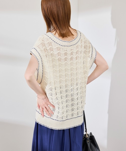 美品 パラスパレス ロービングコード ニットベスト 0 プルオーバー ROOP TOKYO ベスト ジレ 透かし編みベスト オーバーサイズ