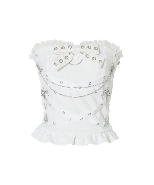 AVENCHUMU チューブトップ ベアトップ Cross chain ＆ ribbon corset