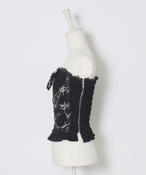 AVENCHUMU チューブトップ ベアトップ Cross chain ＆ ribbon corset