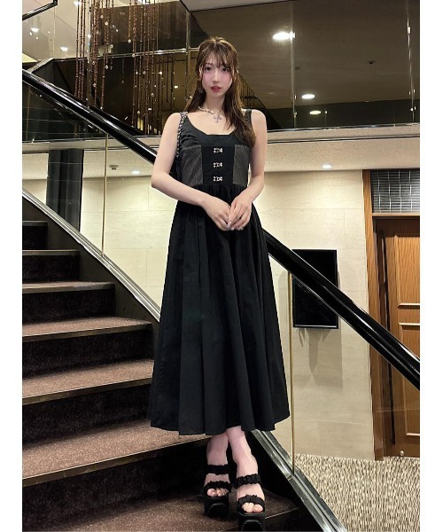 ダーリッチ　サテンプラットフォームサンダル　厚底　ブラック　S 22.5 23 ダーリッチ サテンプラットフォームサンダル 厚底 ブラック S