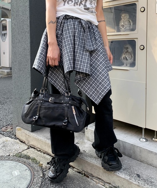 lilful スカート 「インパン付き」チェック柄 ラップ巻き風ミニ