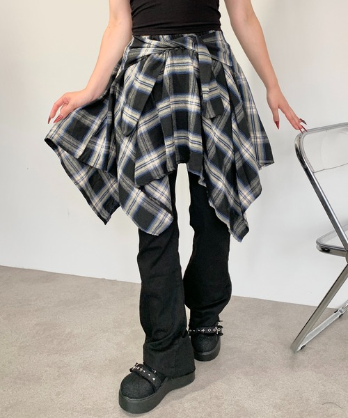 47522　PLEATSPLEASE　チェック　巻きスカート 47522 PLEATSPLEASE チェック 巻きスカート - メルカリ