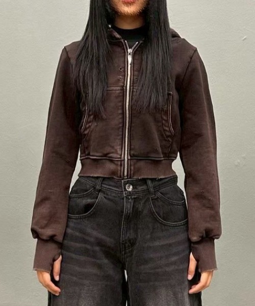 L.G.B.（ルグランブルー）　ガーゼ生地・グランジジップパーカー1 BLR BLUER パーカー 「BLR BLUER」Grunge Punched Washing Hoodie Zip
