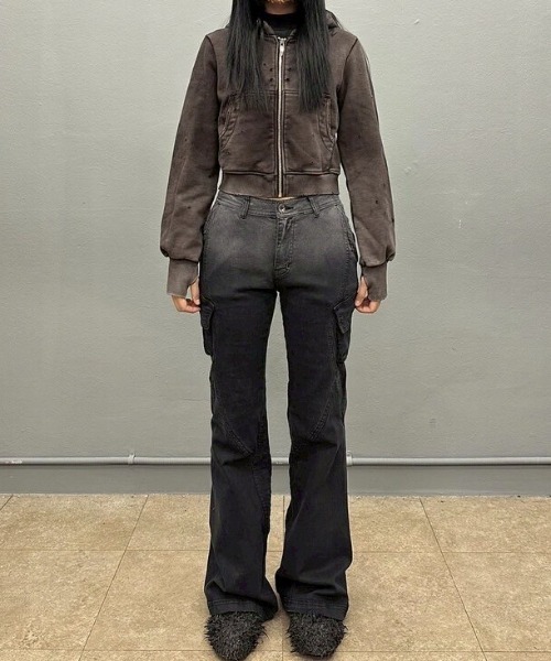BLR BLUER パーカー 「BLR BLUER」Grunge Punched Washing Hoodie Zip