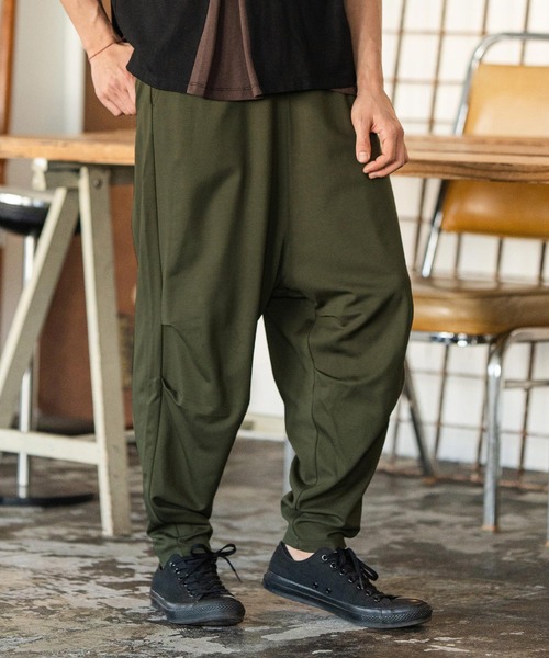 CAMBIO ストレッチサルエルパンツ L オリーブ　カーキ CAMBIO 「CAMBIO」 イージーパンツ L オリーブ メンズ