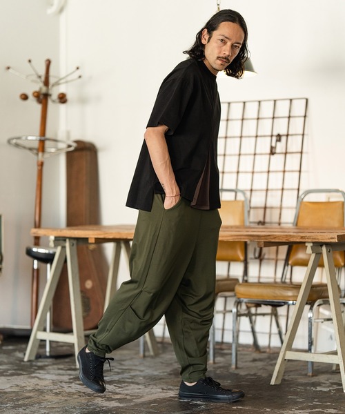 CAMBIO ハイストレッチ　イージーパンツ　L CAMBIO(カンビオ)】ストレッチワンタックテーパードイージー