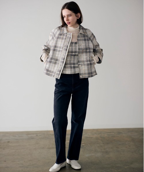 コート アウター 「SOI-MeME」check lame jacquard jacket レディースの画像