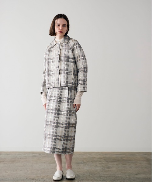 コート アウター 「SOI-MeME」check lame jacquard jacket レディースの画像