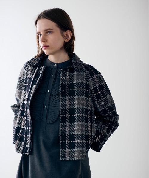 コート アウター 「SOI-MeME」check lame jacquard jacket レディースの画像