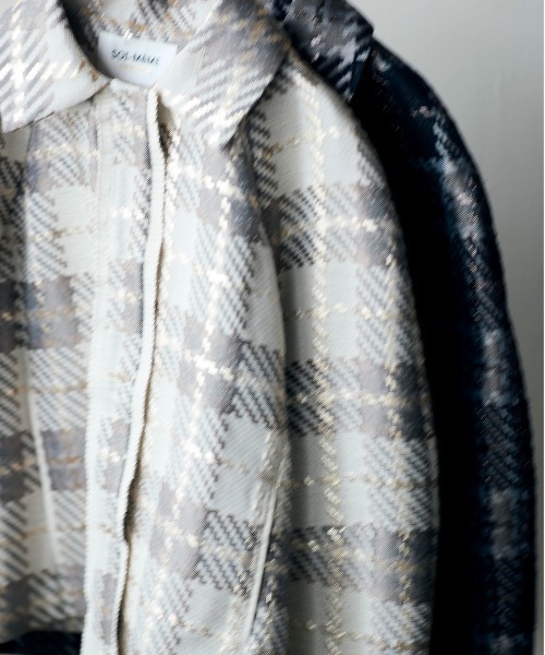 コート アウター 「SOI-MeME」check lame jacquard jacket レディースの画像