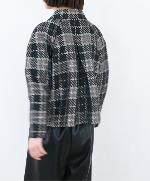 コート アウター 「SOI-MeME」check lame jacquard jacket レディースの画像