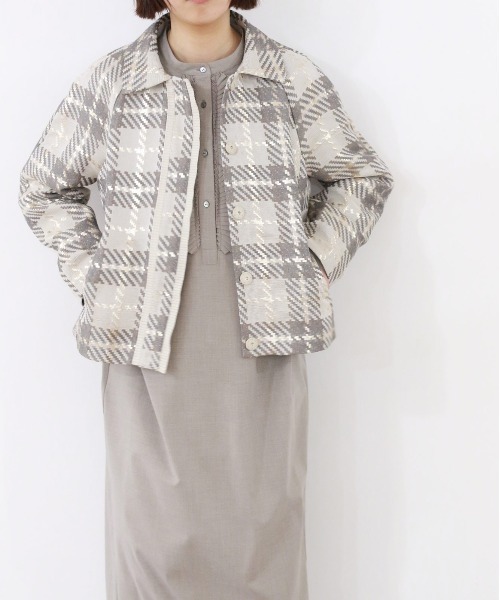 コート アウター 「SOI-MeME」check lame jacquard jacket レディースの画像