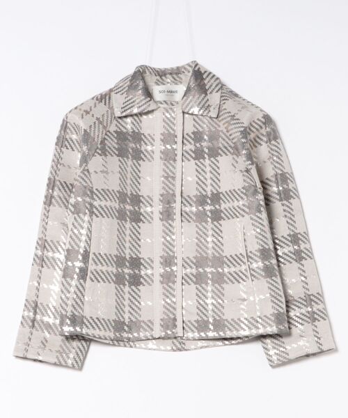 コート アウター 「SOI-MeME」check lame jacquard jacket レディースの画像
