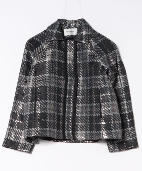 コート アウター 「SOI-MeME」check lame jacquard jacket レディースの画像