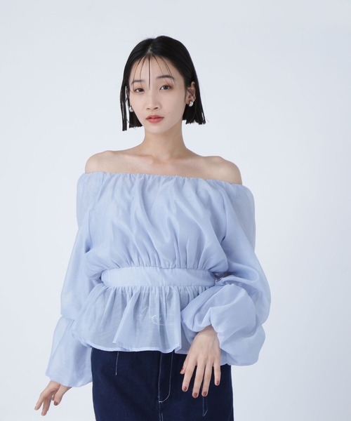 「NATURAL BEAUTY BASIC」 長袖ブラウス MEDIUM ブルー レディース