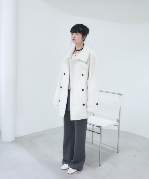 ジャケット・アウター smyeon Middle shaggy coat white Smyeon コート アウター Middle shaggy coat/ミドルシャギーコート