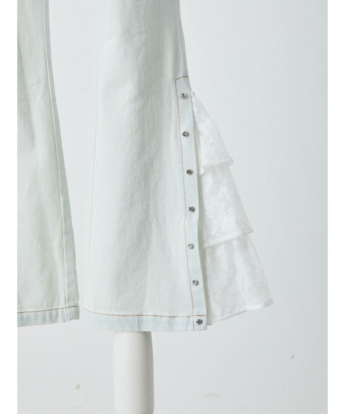 [Me roir] обработка ботинки cut Denim брюки S голубой женский 