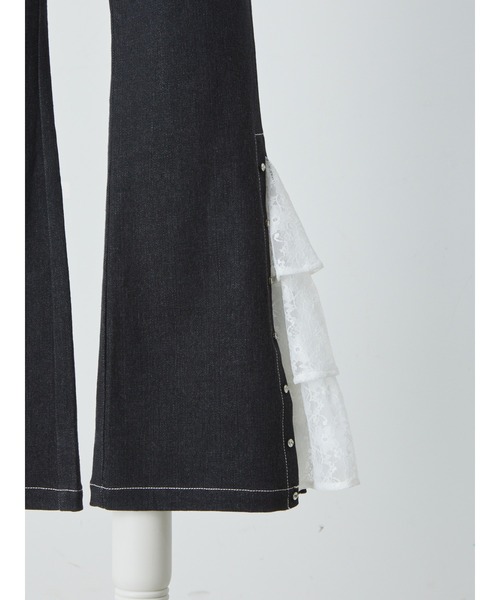 [Me roir] обработка ботинки cut Denim брюки S голубой женский 