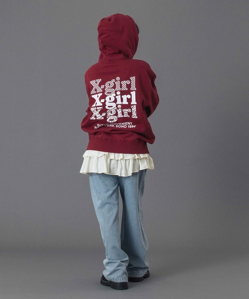 X-girl（エックスガール） パーカー THREE LAYER LOGO ZIP UP SWEAT