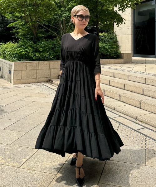 JENNE」 7分袖ワンピース SMALL ブラック レディース