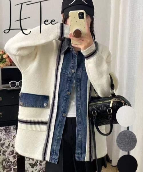 LETee デニムジャケット gジャン ニットドッキング デニムシャツ