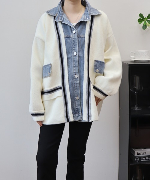 LETee デニムジャケット gジャン ニットドッキング デニムシャツ