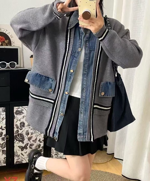 LETee デニムジャケット gジャン ニットドッキング デニムシャツ