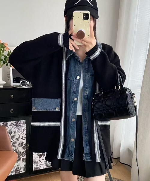 LETee デニムジャケット gジャン ニットドッキング デニムシャツ