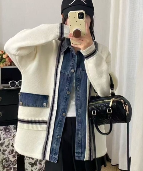 LETee デニムジャケット gジャン ニットドッキング デニムシャツ