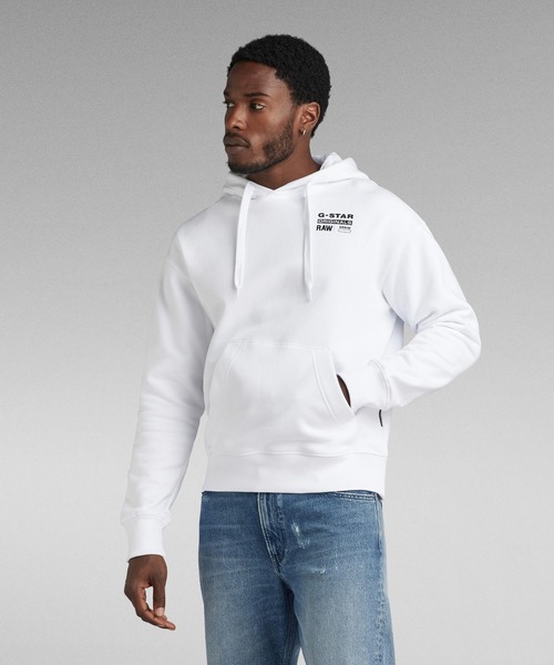 pgg☆パーカー☆サイズ0☆白 G-STAR RAW パーカー GRAPHIC 8 BACK PRINT HOODED SWEATER/クラシック