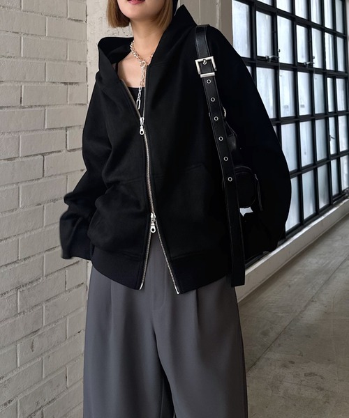 ★ブリーフィング　スウェード　フーディー　レディース　パーカー　黒★ BRIEFING - 【レディース】WOMENS SUEDE HOODIE / ブランドロゴ