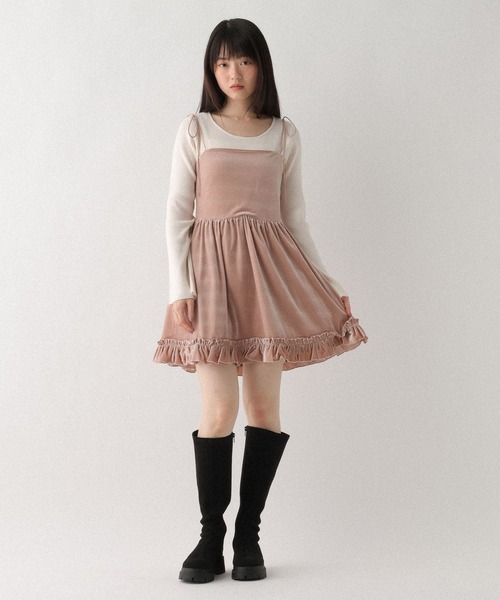Heather（ヘザー） ワンピース ベロアフリルキャミミニワンピース