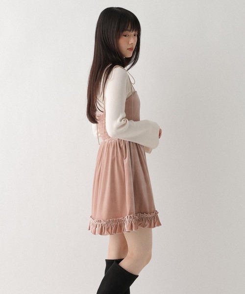 Heather（ヘザー） ワンピース ベロアフリルキャミミニワンピース