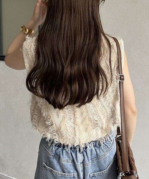 「Thevon」 ノースリーブニット FREE アイボリー レディース_画像4