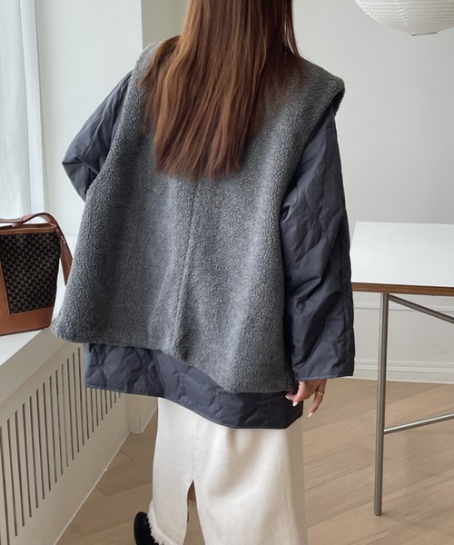 「emi+」 ノーカラーコート L ベージュ レディース_画像2