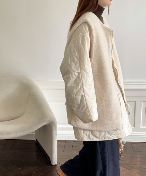 「emi+」 ノーカラーコート L ベージュ レディース_画像5