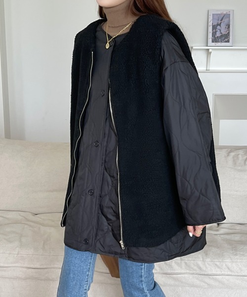 「emi+」 ノーカラーコート L ベージュ レディース_画像7