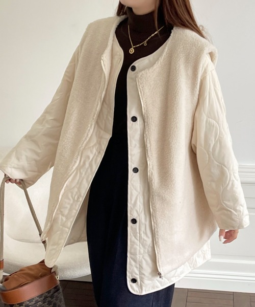 「emi+」 ノーカラーコート L ベージュ レディース_画像9