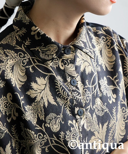 antiqua（アンティカ） ワンピース ジャガード切替ロングワンピース