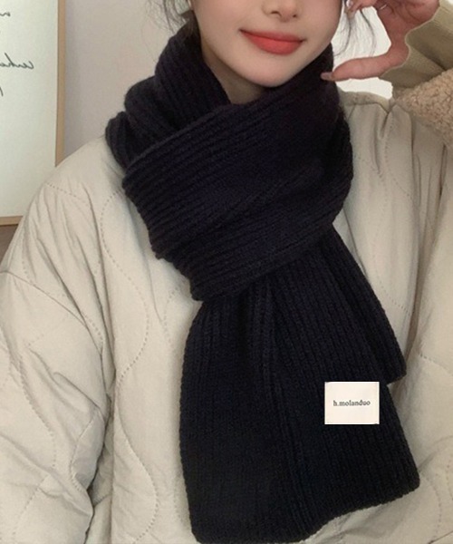 ARTS&SCIENCE カシミヤ100% リブニットマフラー　ブラック ARTS&SCIENCE カシミヤ100% リブニットマフラー ブラック ARTS&SCIENCE