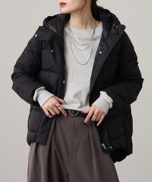 新品　オムネス　OMNES　フードつきコクーンダウンジャケット OMNES（オムネス） ダウンコート ダウンジャケット フード付きコクーン