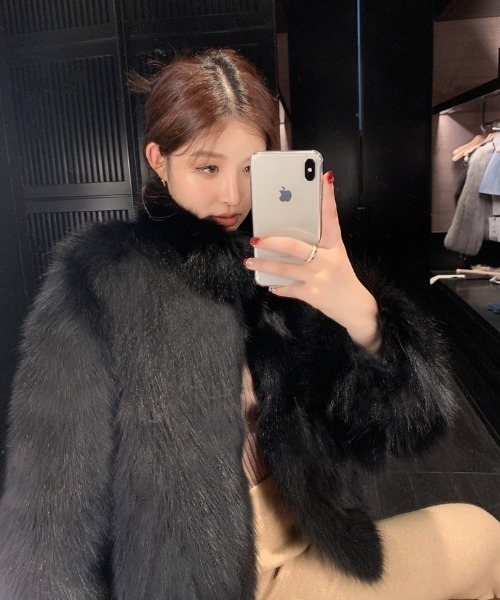 コート アウター スタンドネックフェイクファージャケット/コート