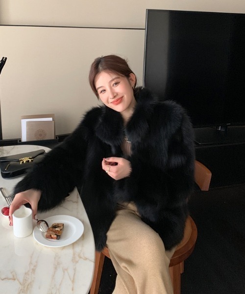 Y2K archive ブラック フェイクファーコート フード トグル アウター Ezick ブルゾン アウター docking faux fur coat ボアドッキング