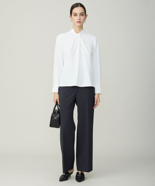 WAO【美品】 ICB タイブラウス ICB（アイシービー） ブラウス シャツ BackSatinAmunzen 配色ボウタイ