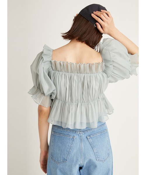「SNIDEL」 半袖ブラウス ONE SIZE ネイビー レディースの画像