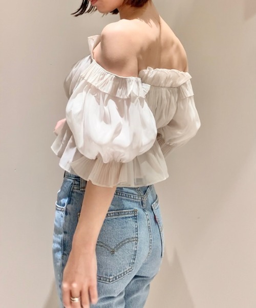 「SNIDEL」 半袖ブラウス ONE SIZE ネイビー レディースの画像