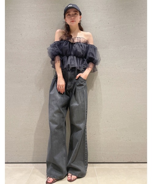 「SNIDEL」 半袖ブラウス ONE SIZE ネイビー レディースの画像
