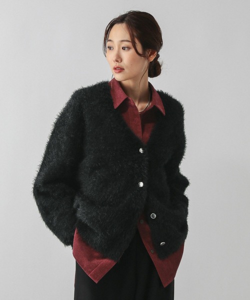 美品 ハグオーワー ジュルネアンローズ HUG O WaR JOURNEE EN ROSE シャギーVネックカーディガン＼ブラック ニット【2400014820867】 Hug O War - 美品 ハグオーワー ジュルネアンローズ HUG O WaR JOURNEE
