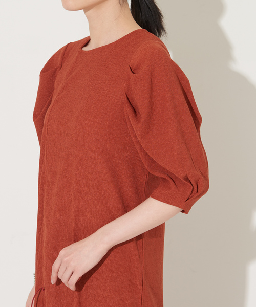 「NOMINE」 7分袖ワンピース フリー ダークオレンジ レディース_画像8